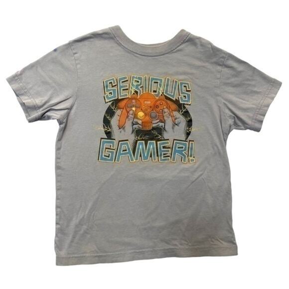 Serious Gamer Graphic T-shirt gray video games short sleeve tee Size Small 5-6 - Picture 1 of 9
